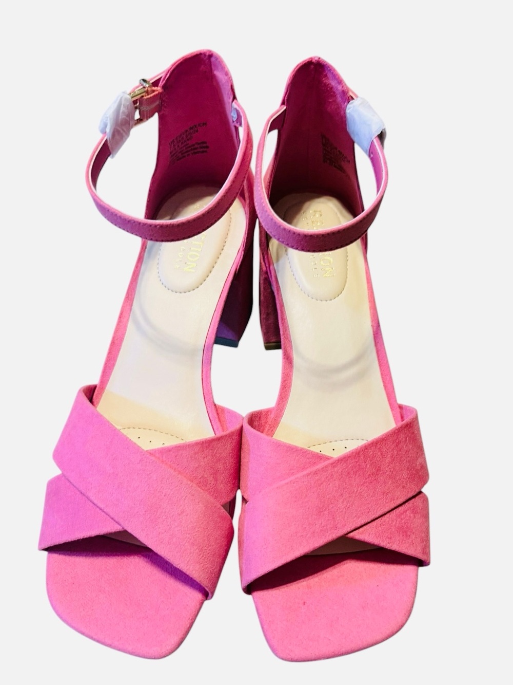 🌼🌟NIB KENNETH COLE REACTION CORAL MIX X- BAND Ankle-Strap Block Heel Sandals